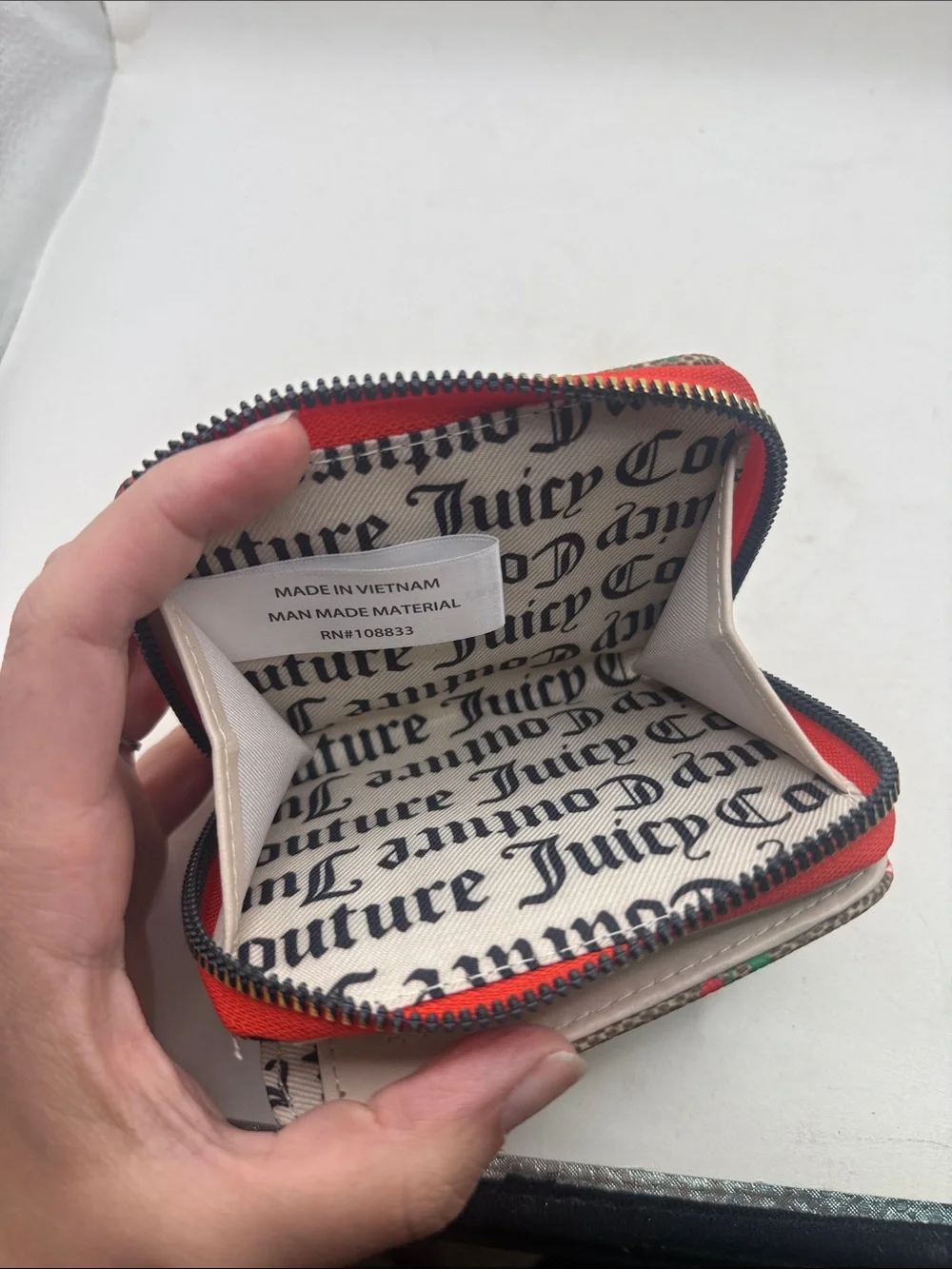 Juicy Couture Juicy Fruit Small Zip Around Wallet ID Card Holder Brown Red